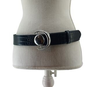Chthonic Crescent Unisex Moon black Belt Croc Embossed Vegan